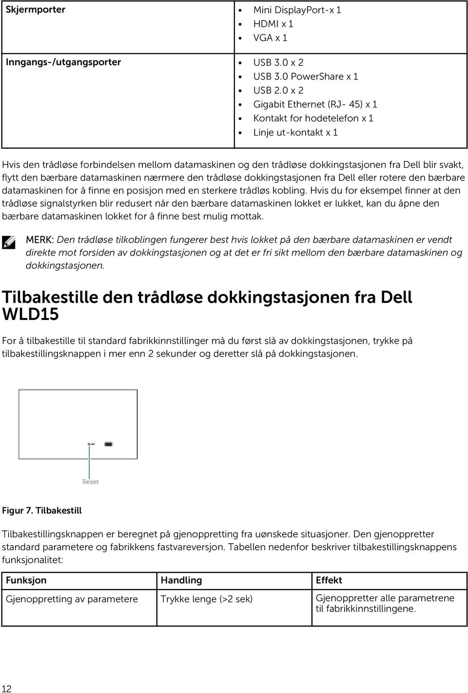 bærbare datamaskinen nærmere den trådløse dokkingstasjonen fra Dell eller rotere den bærbare datamaskinen for å finne en posisjon med en sterkere trådløs kobling.