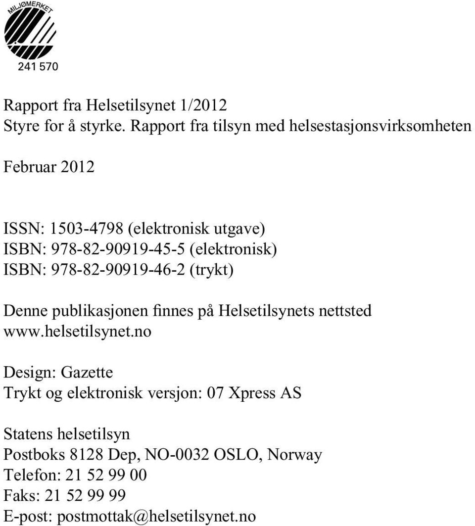 Helsetilsynets nettsted www.helsetilsynet.