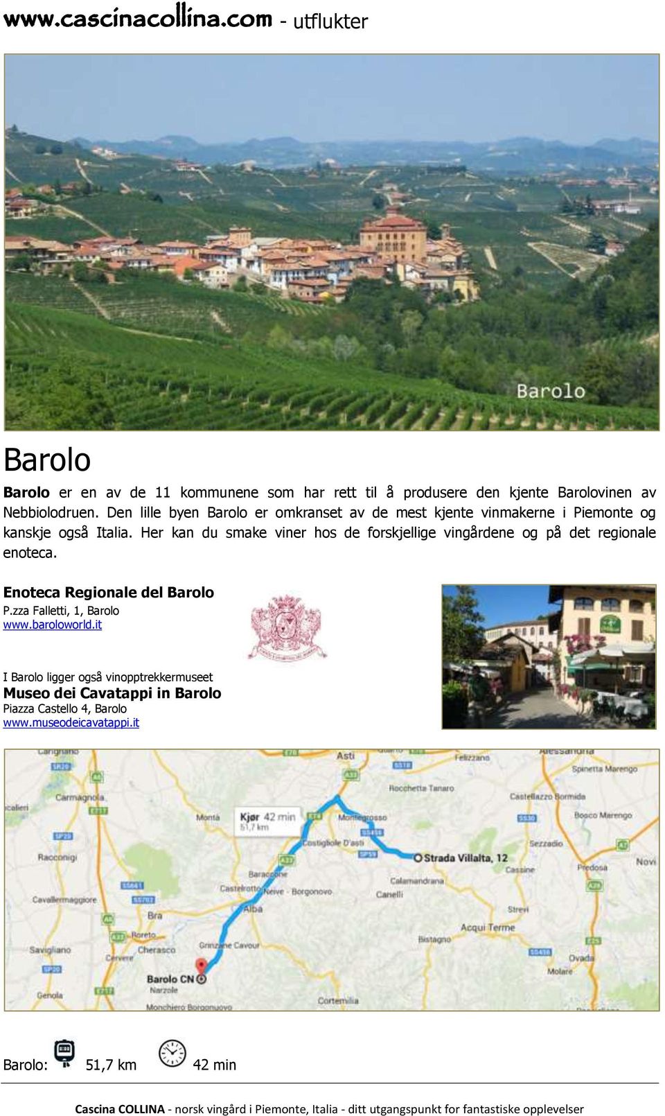 Her kan du smake viner hos de forskjellige vingårdene og på det regionale enoteca. Enoteca Regionale del Barolo P.