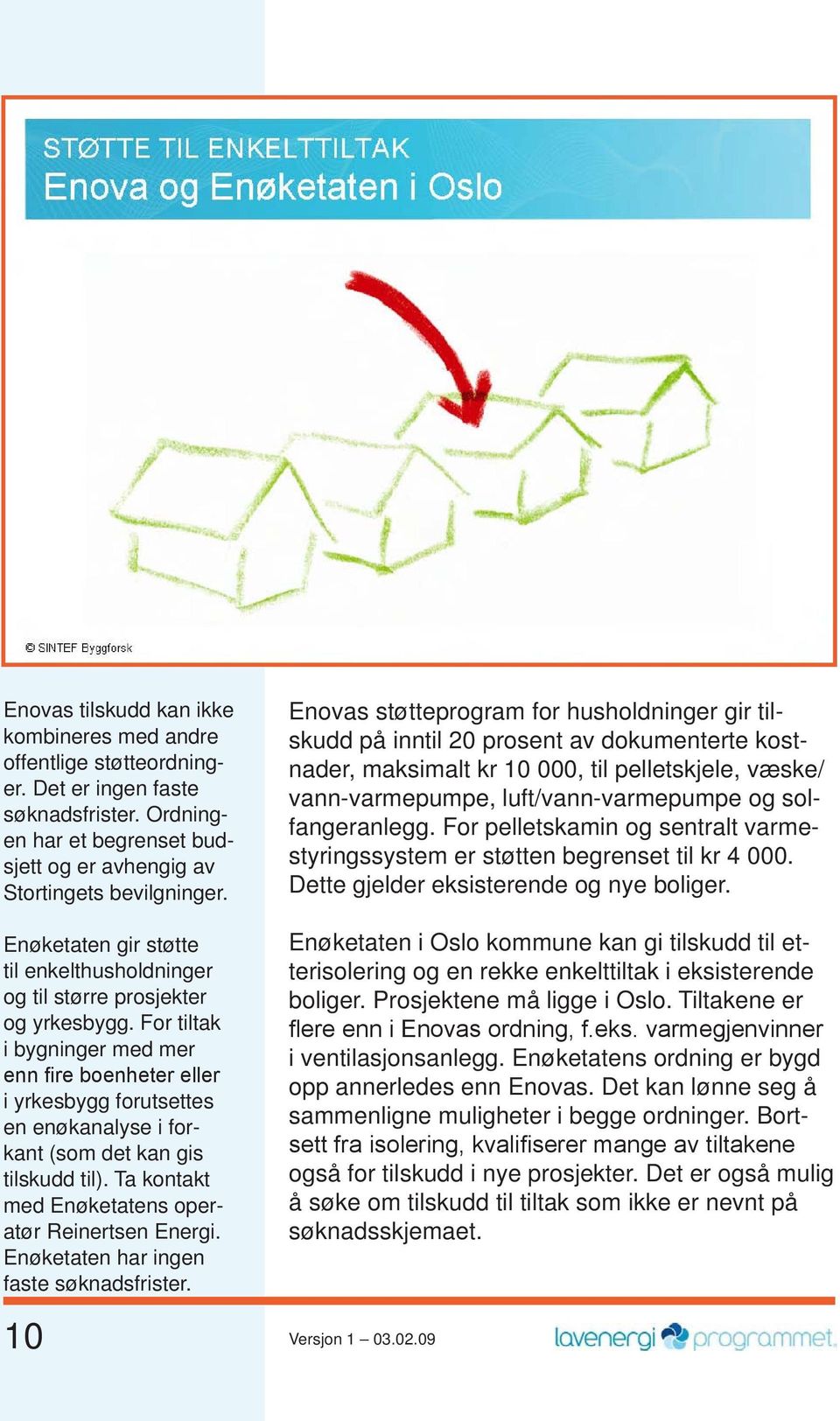 Enovas støtteprogram for husholdninger gir tilskudd på inntil 20 prosent av dokumenterte kostnader, maksimalt kr 10 000, til pelletskjele, væske/ vann-varmepumpe, luft/vann-varmepumpe og