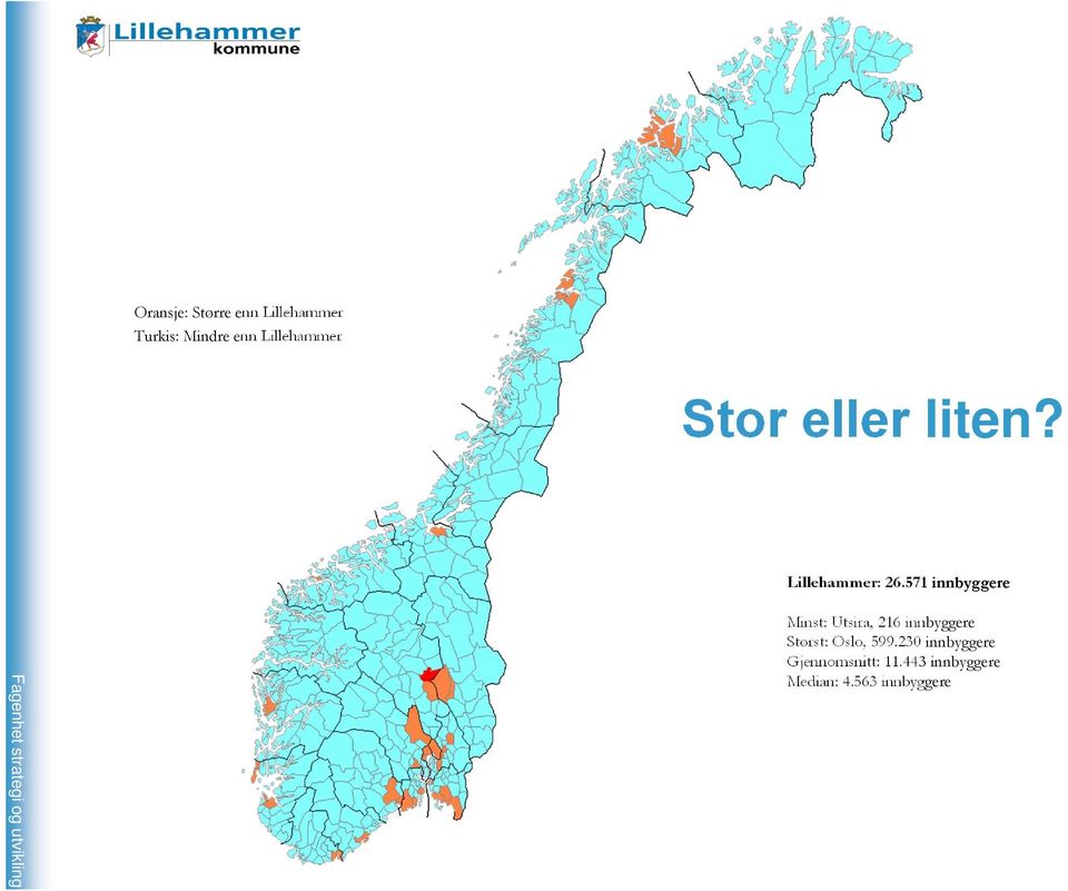 571 innbyggere Minst: Utsira, 216 innbyggere Størst: