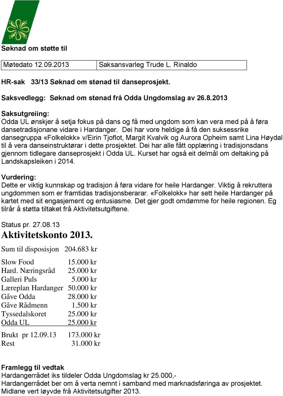 Dei har vore heldige å få den suksessrike dansegruppa «Folkelokk» v/eirin Tjoflot, Margit Kvalvik og Aurora Opheim samt Lina Høydal til å vera danseinstruktørar i dette prosjektet.