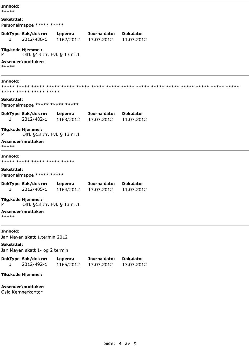 ersonalmappe 2012/405-1 1164/2012