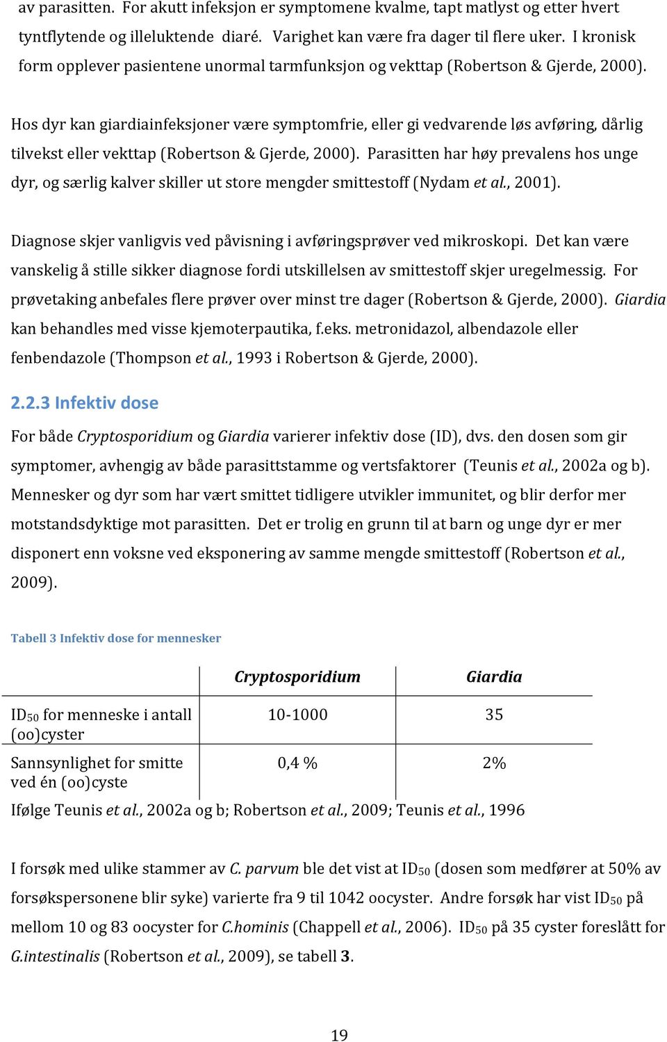 Hos dyr kan giardiainfeksjoner være symptomfrie, eller gi vedvarende løs avføring, dårlig tilvekst eller vekttap (Robertson & Gjerde, 2000).