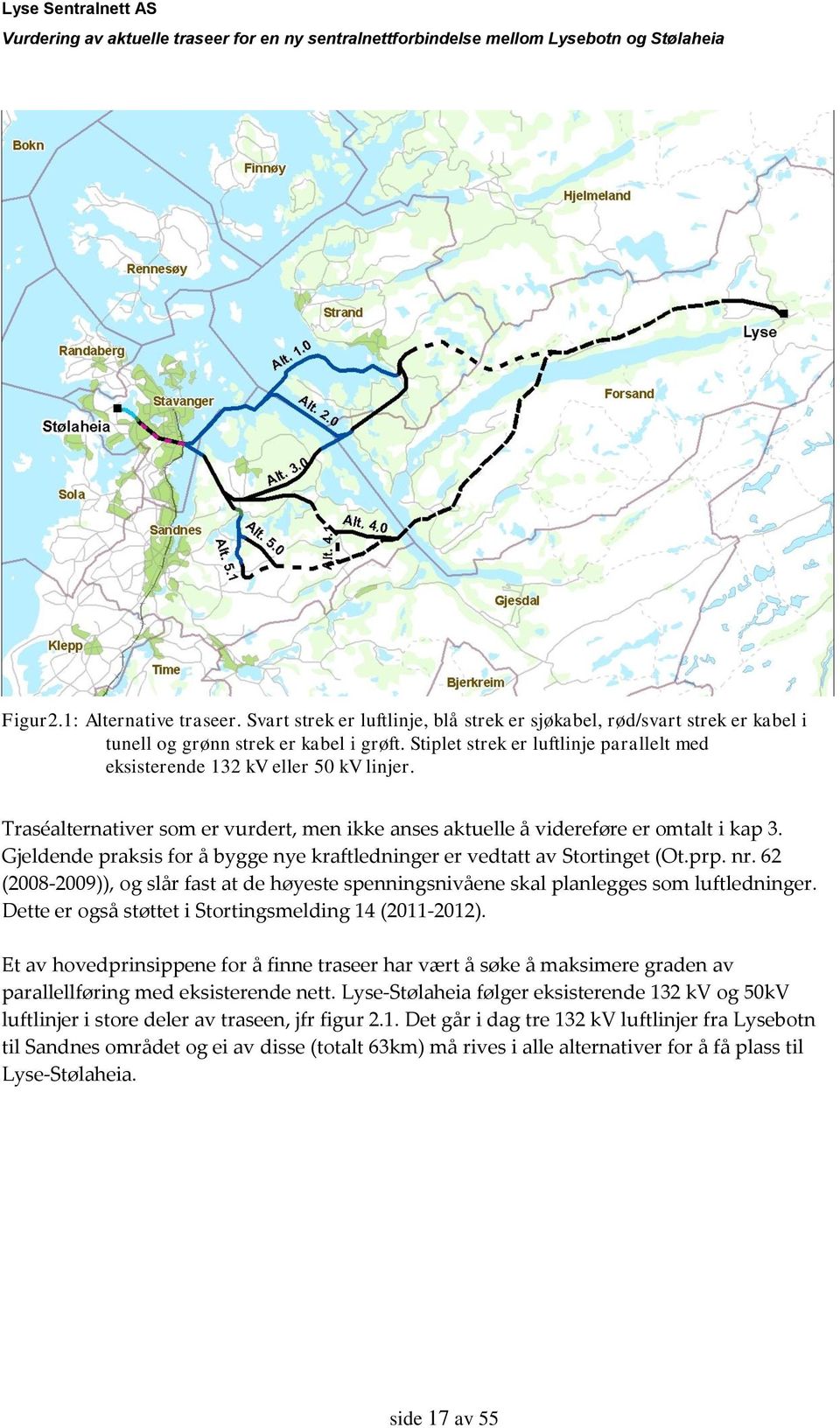 Gjeldende praksis for å bygge nye kraftledninger er vedtatt av Stortinget (Ot.prp. nr. 62 (2008-2009)), og slår fast at de høyeste spenningsnivåene skal planlegges som luftledninger.