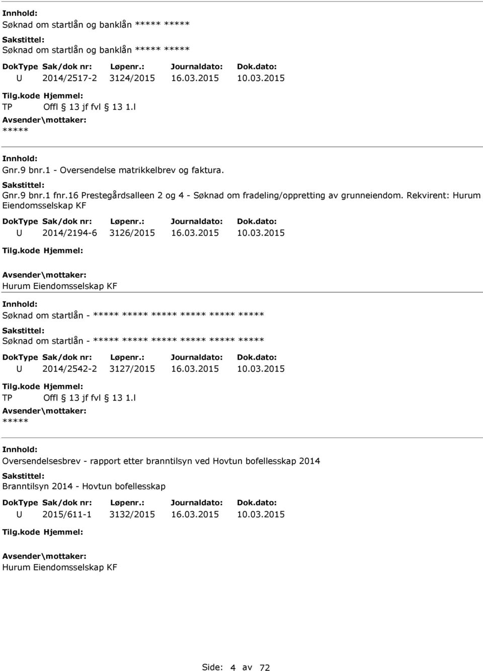 03.2015 Hurum Eiendomsselskap KF Søknad om startlån - ***** ***** ***** ***** ***** ***** Søknad om startlån - ***** ***** ***** ***** ***** ***** 2014/2542-2 3127/2015 10.03.2015 Tilg.