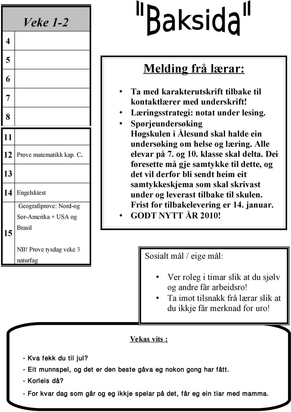 Spørjeundersøking Høgskulen i Ålesund skal halde ein undersøking om helse og læring. Alle elevar på 7. og 10. klasse skal delta.