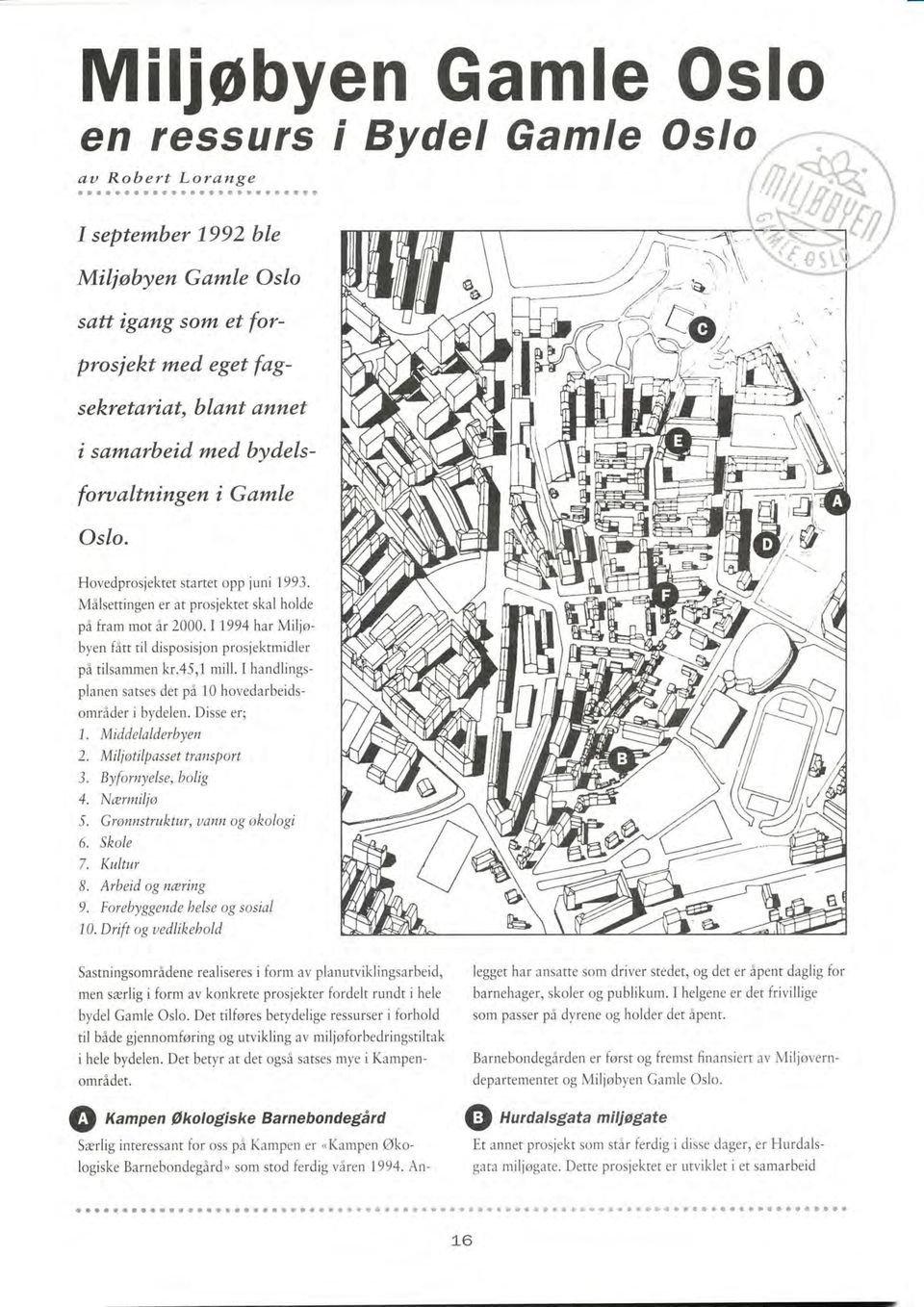 Målsettingen er at prosjektet skal holde på fram mot år 2000. 1994 har Mrlløbyen fått til disposisjon prosyektmidler på tilsammen kr.45,1 mill.