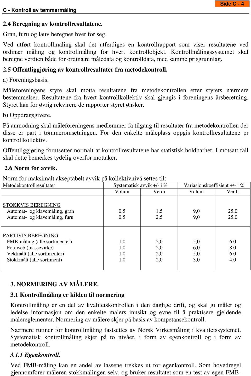 Kontrollmålingssystemet skal beregne verdien både for ordinære måledata og kontrolldata, med samme prisgrunnlag. 2.5 Offentliggjøring av kontrollresultater fra metodekontroll. a) Foreningsbasis.