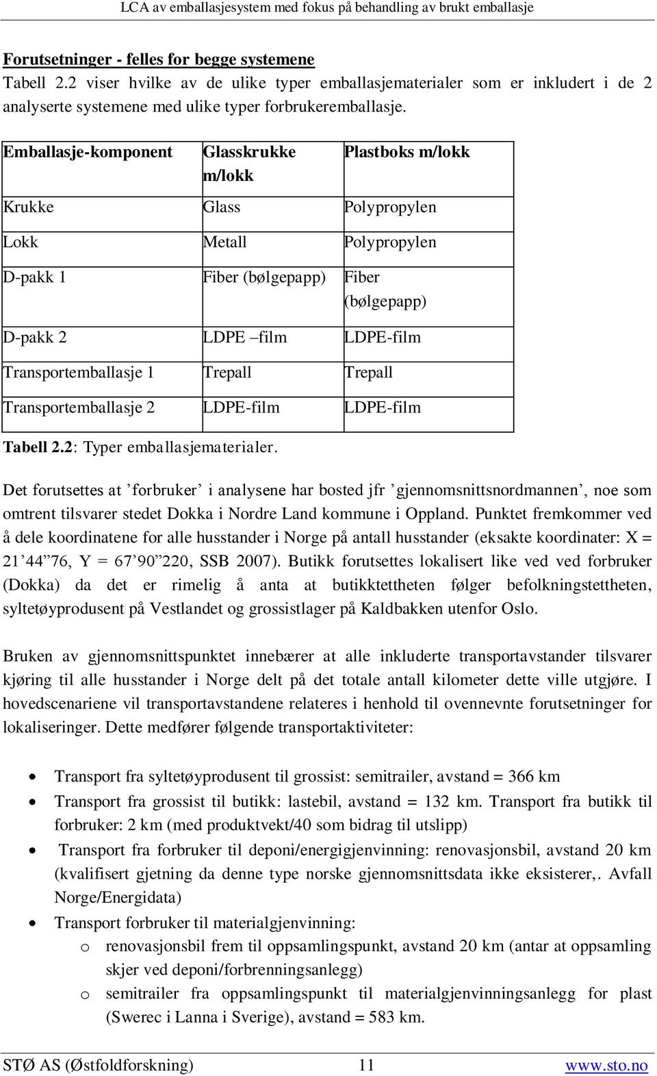 Transportemballasje 1 Trepall Trepall Transportemballasje 2 LDPE-film LDPE-film Tabell 2.2: Typer emballasjematerialer.