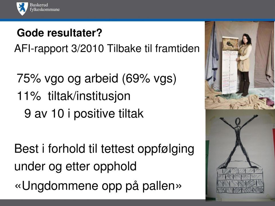 arbeid (69% vgs) 11% tiltak/institusjon 9 av 10 i