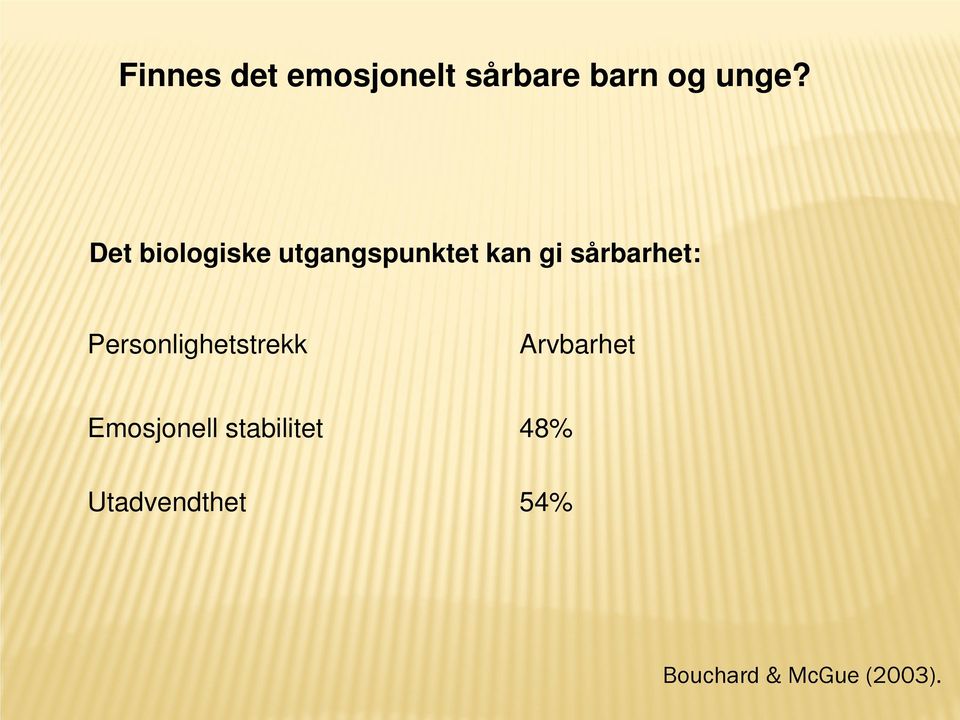 sårbarhet: Personlighetstrekk Arvbarhet