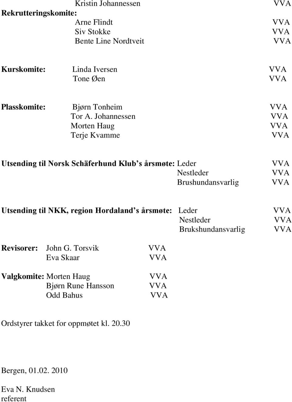 Johannessen Morten Haug Terje Kvamme Utsending til Norsk Schäferhund Klub s årsmøte: Leder Nestleder Brushundansvarlig Utsending