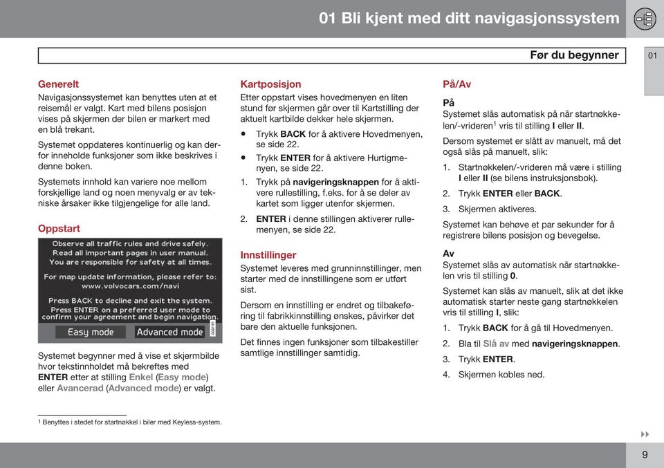 Systemets innhold kan variere noe mellom forskjellige land og noen menyvalg er av tekniske årsaker ikke tilgjengelige for alle land.