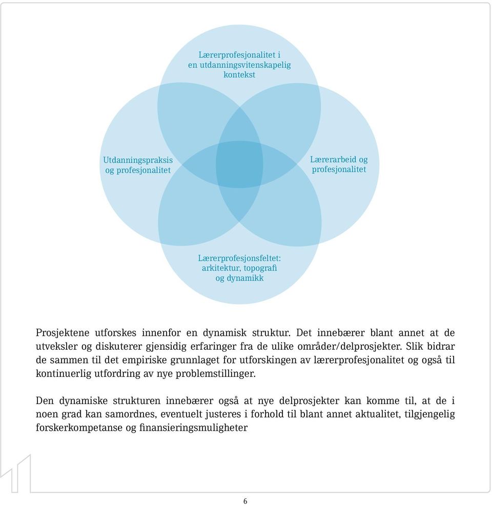 Slik bidrar de sammen til det empiriske grunnlaget for utforskingen av lærerprofesjonalitet og også til kontinuerlig utfordring av nye problemstillinger.