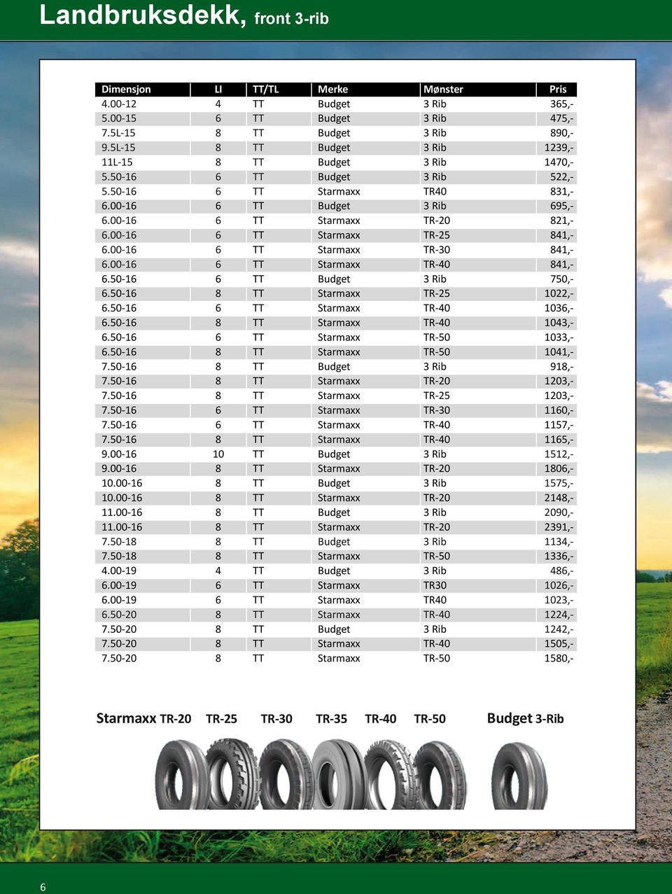 00-16 6 TT Starmaxx TR-25 81,- 6.00-16 6 TT Starmaxx TR-30 81,- 6.00-16 6 TT Starmaxx TR-0 81,- 6.50-16 6 TT Budget 3 Rib 750,- 6.50-16 8 TT Starmaxx TR-25 1022,- 6.50-16 6 TT Starmaxx TR-0 1036,- 6.