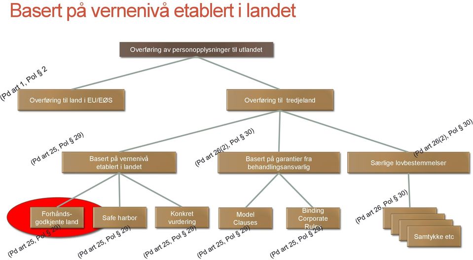 landet Basert på garantier fra behandlingsansvarlig Særlige lovbestemmelser