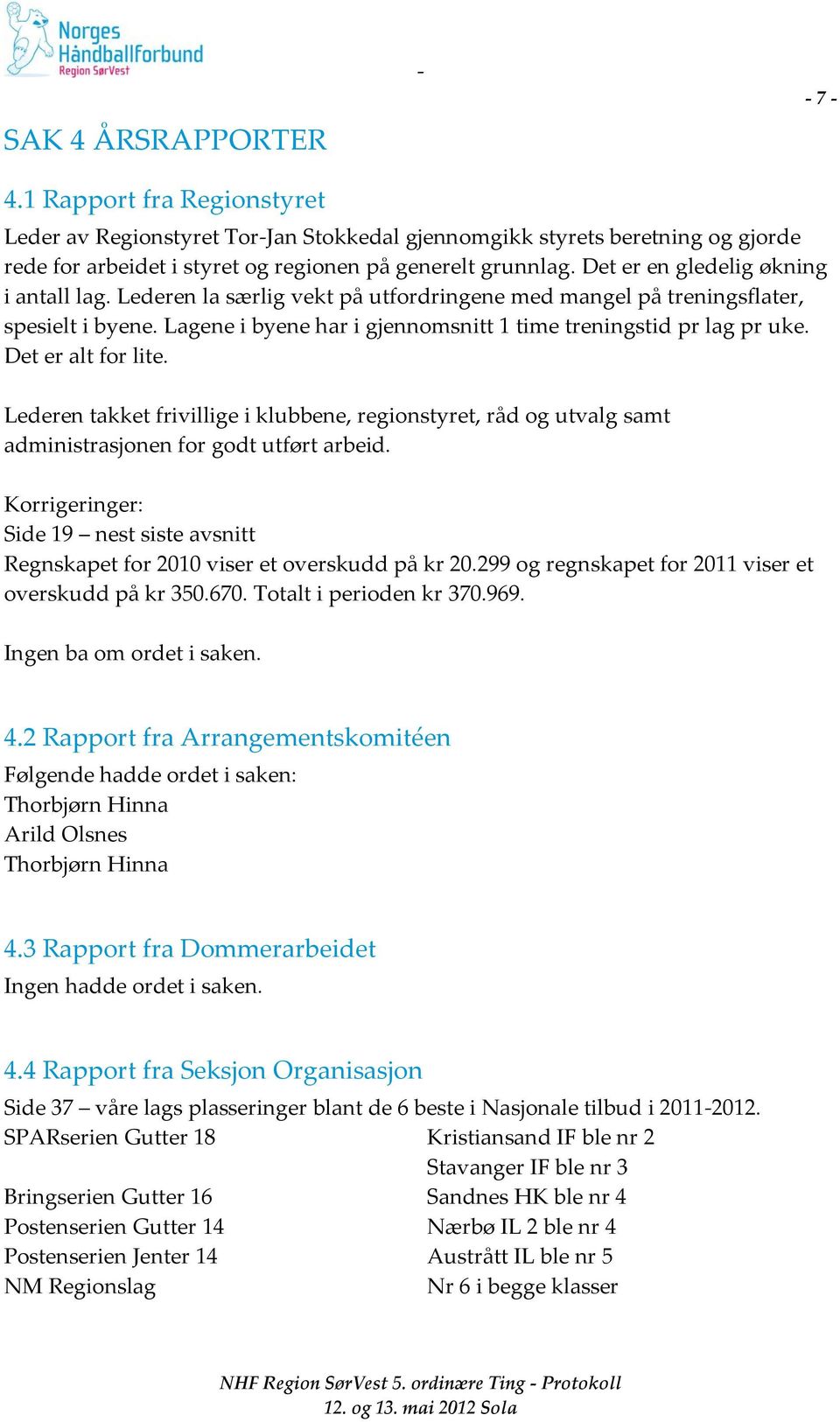 Det er alt for lite. Lederen takket frivillige i klubbene, regionstyret, råd og utvalg samt administrasjonen for godt utført arbeid.