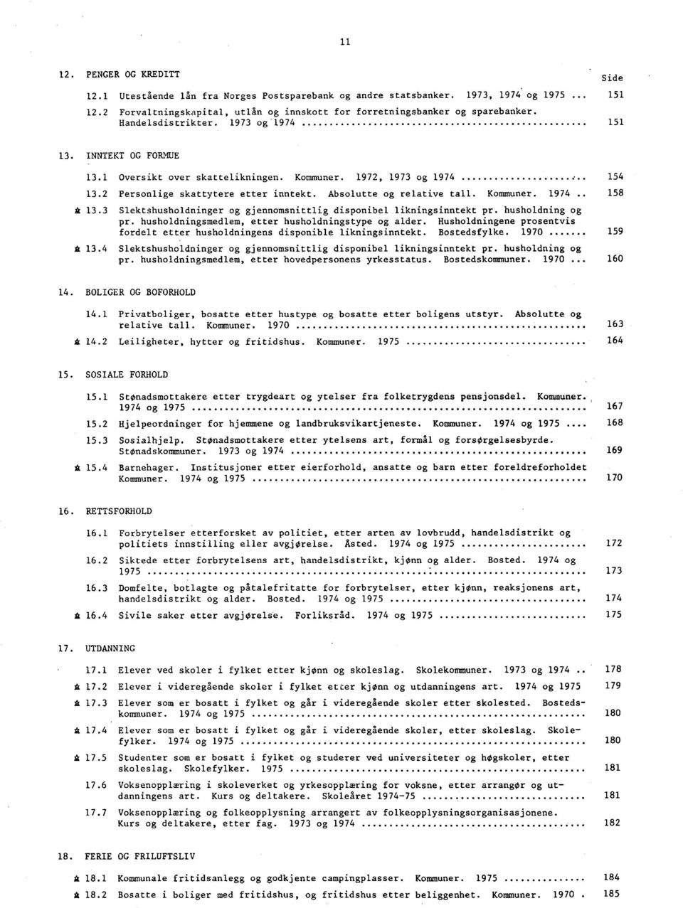 1972, 1973 og 1974 154 13.2 Personlige skattytere etter inntekt. Absolutte og relative tall. Kommuner. 1974 158 A 13.3 Slektshusholdninger og gjennomsnittlig disponibel likningsinntekt pr.