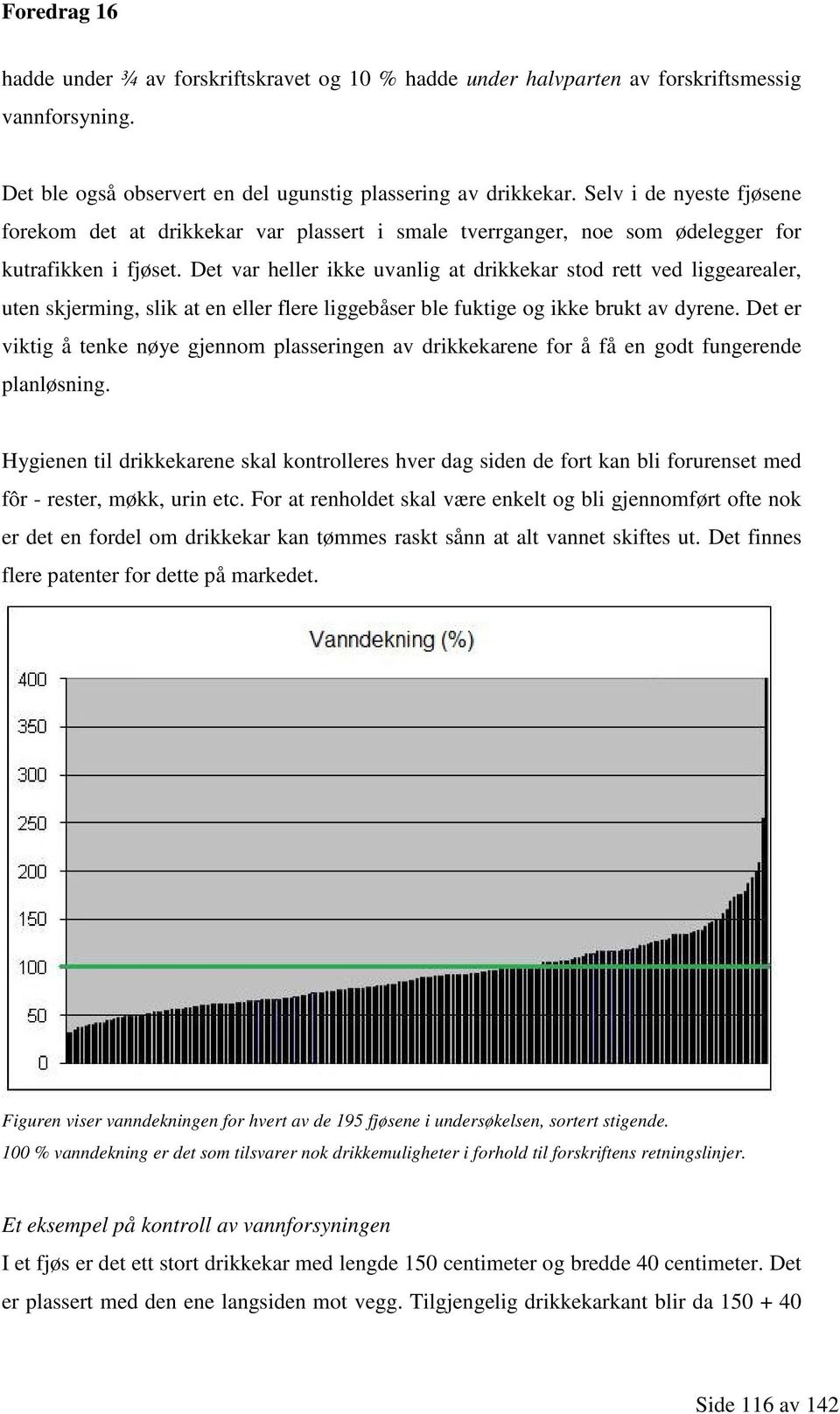 Det var heller ikke uvanlig at drikkekar stod rett ved liggearealer, uten skjerming, slik at en eller flere liggebåser ble fuktige og ikke brukt av dyrene.