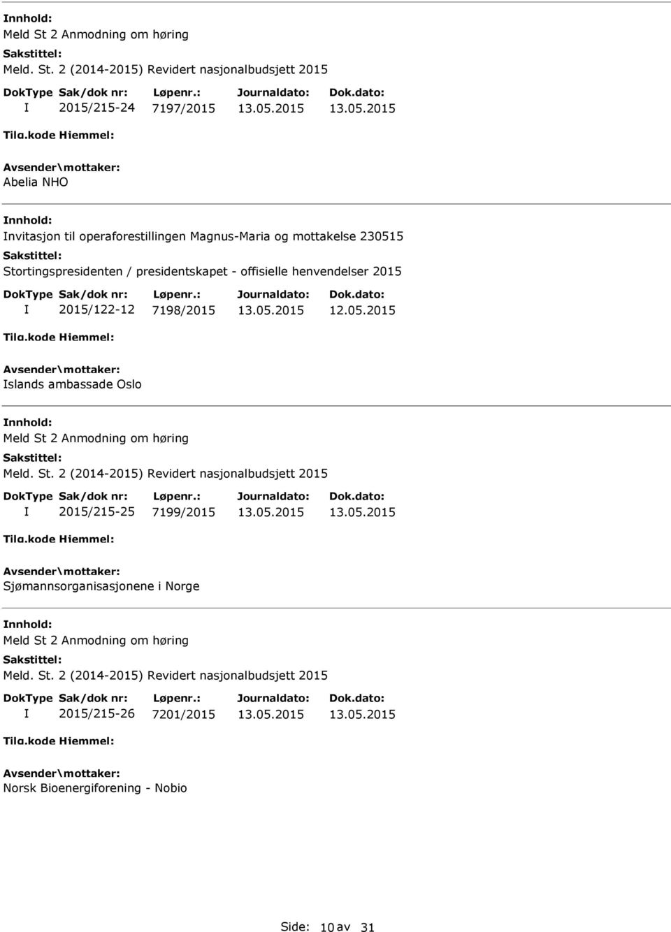 henvendelser 2015 2015/122-12 7198/2015 slands ambassade Oslo nnhold: 2015/215-25 7199/2015