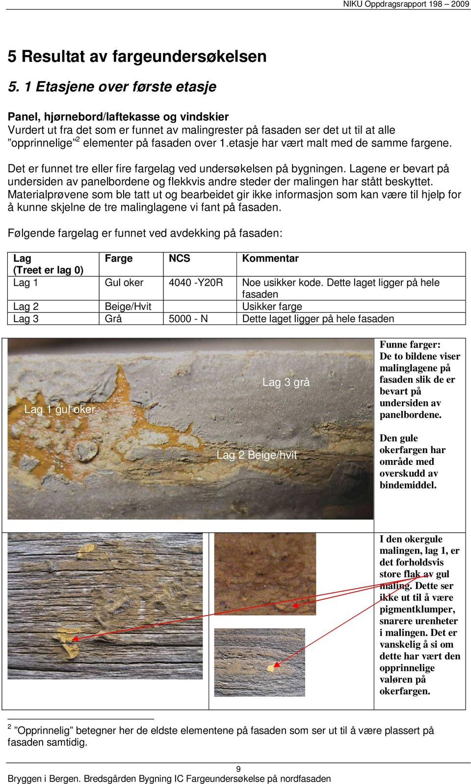 etasje har vært malt med de samme fargene. Det er funnet tre eller fire fargelag ved undersøkelsen på bygningen.