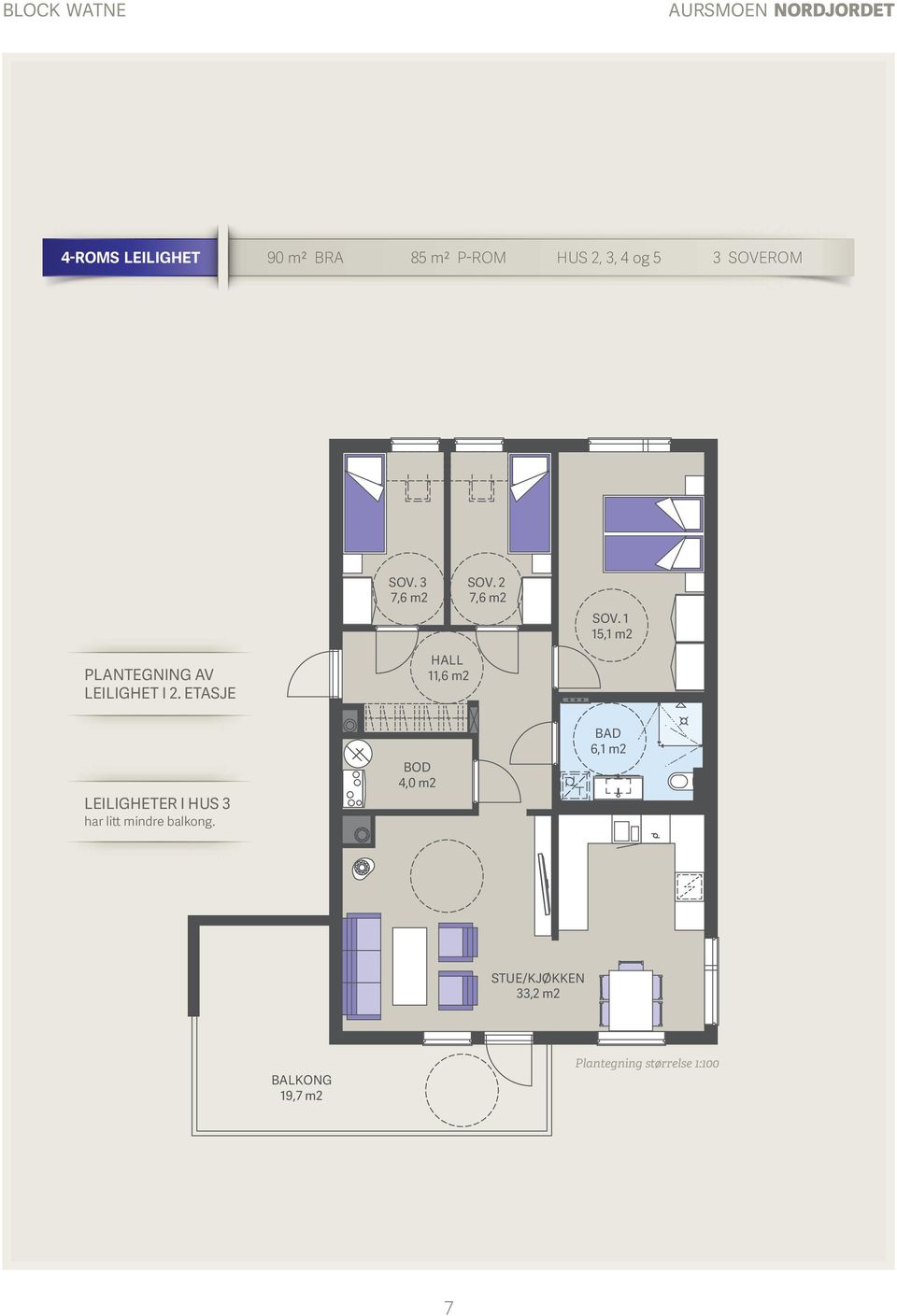 1 15,1 m2 PLANTEGNING AV LEILIGHET I 2.