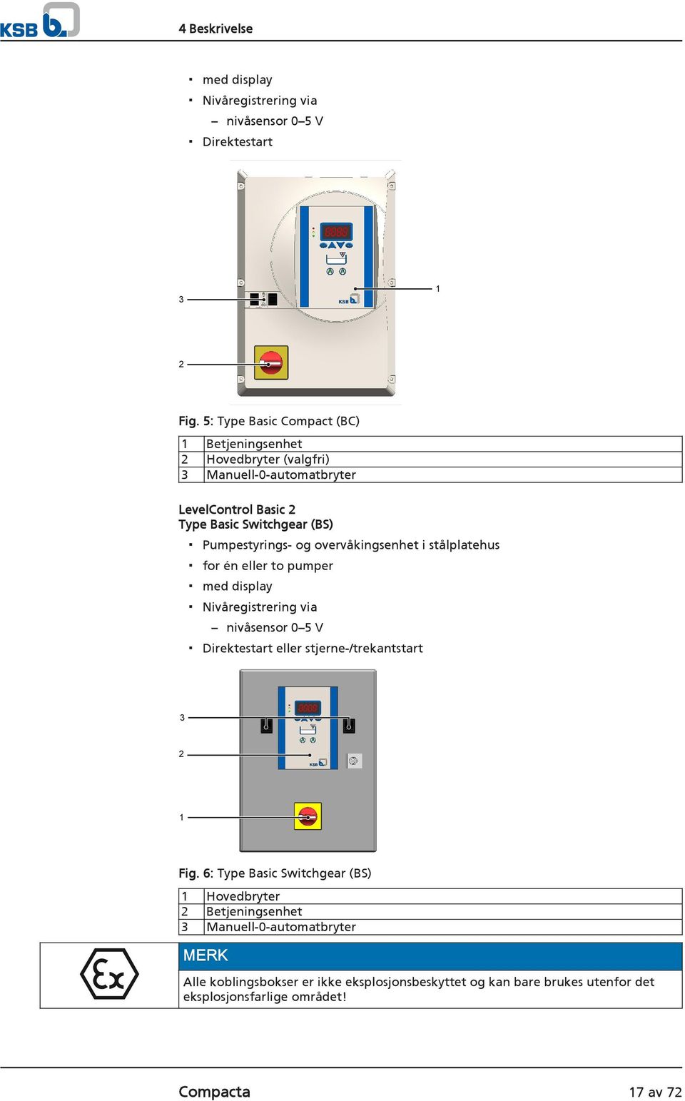 Pumpestyrings- og overvåkingsenhet i stålplatehus for én eller to pumper med display Nivåregistrering via nivåsensor 0 5 V Direktestart eller