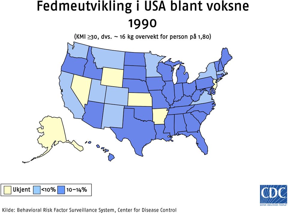 Ukjet <10% 10 14% Kilde: Behavioral Risk