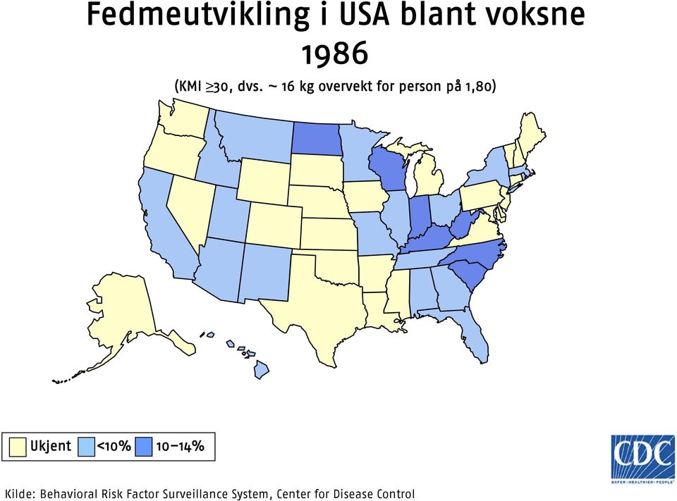 Ukjet <10% 10 14% Kilde: Behavioral Risk