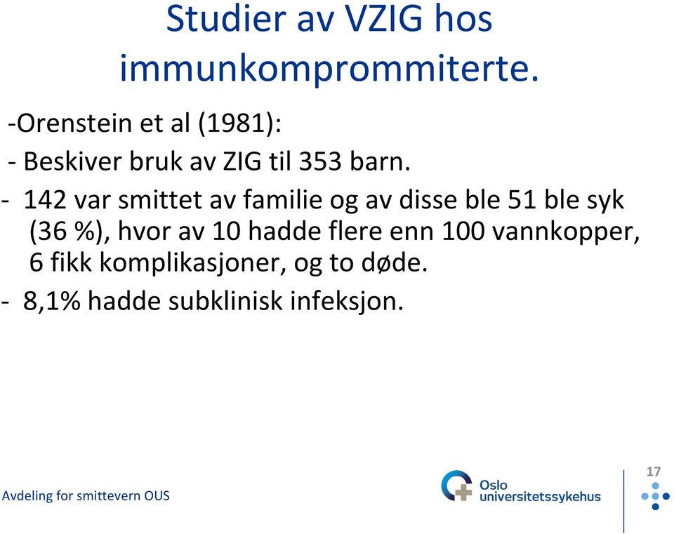 142 var smittet av familie og av disse ble 51 ble syk (36 %), hvor