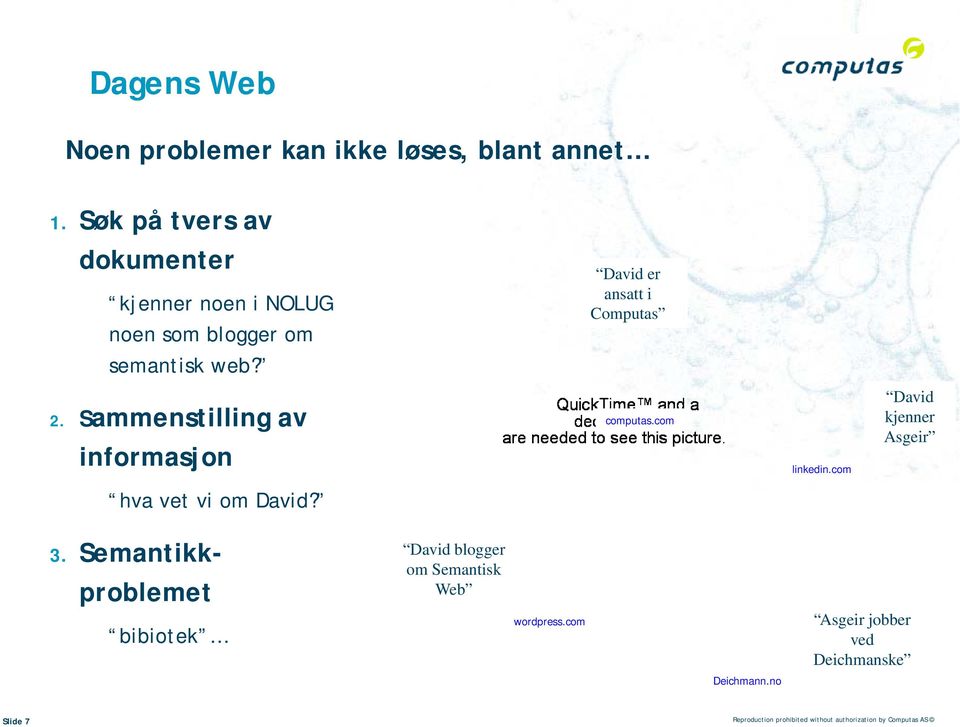 Sammenstilling av informasjon computas.com linkedin.com David kjenner Asgeir hva vet vi om David? 3.