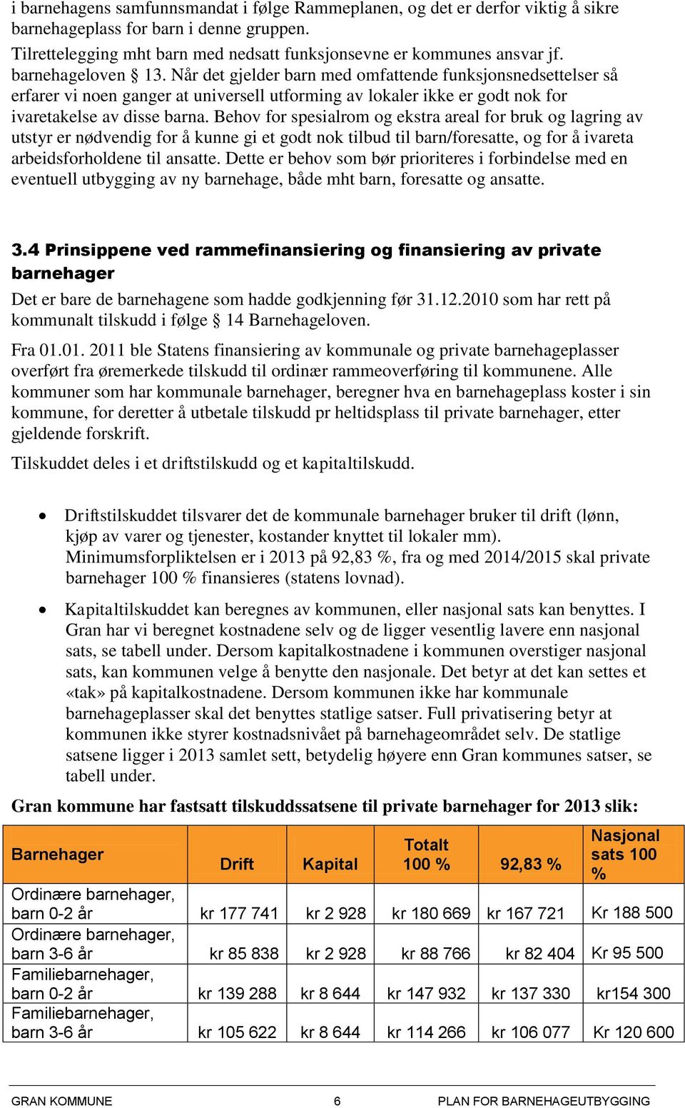 Behov for spesialrom og ekstra areal for bruk og lagring av utstyr er nødvendig for å kunne gi et godt nok tilbud til barn/foresatte, og for å ivareta arbeidsforholdene til ansatte.