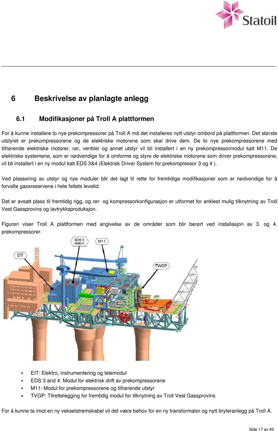 De to nye prekompressorene med tilhørende elektriske motorer, rør, ventiler og annet utstyr vil bli installert i en ny prekompressormodul kalt M11.