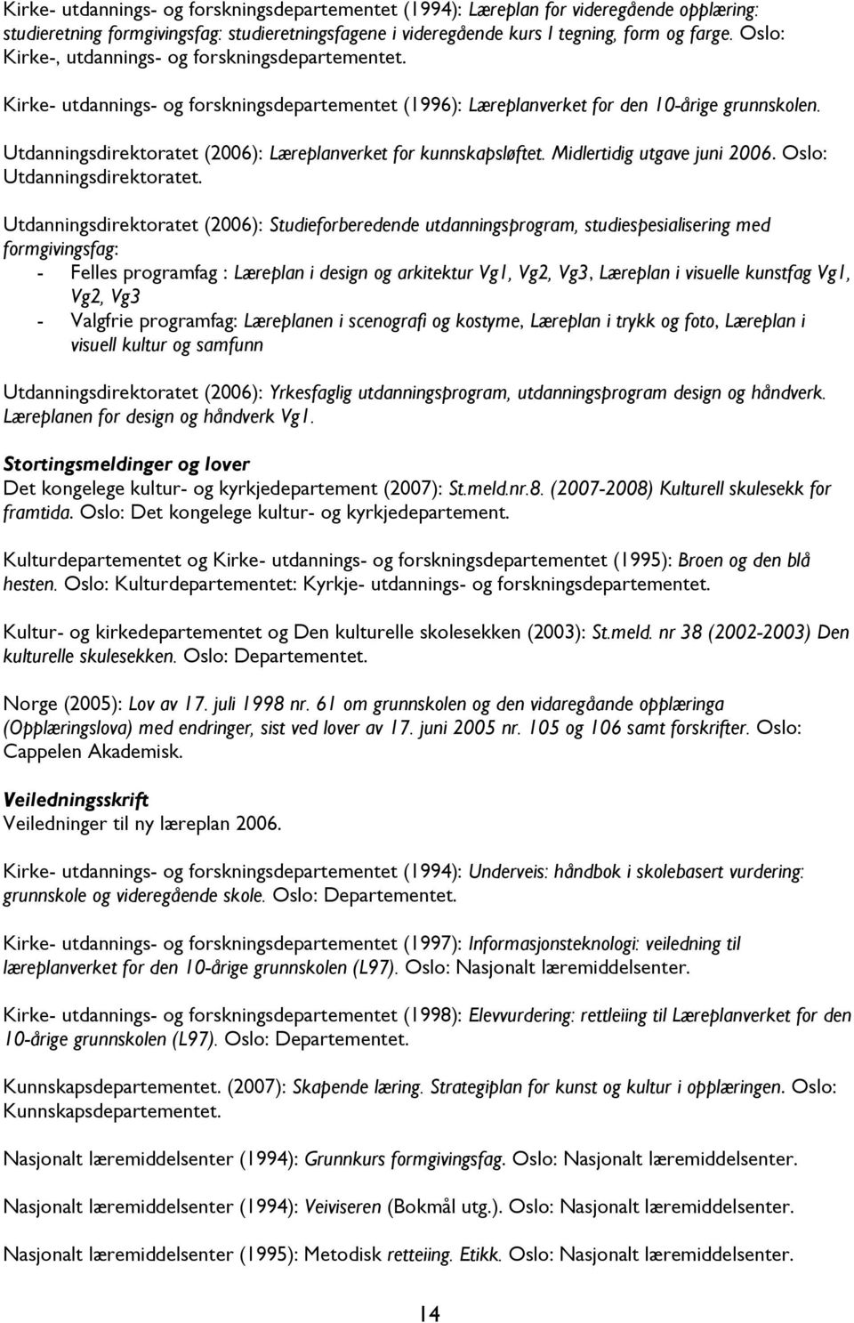 Utdanningsdirektoratet (2006): Læreplanverket for kunnskapsløftet. Midlertidig utgave juni 2006. Oslo: Utdanningsdirektoratet.