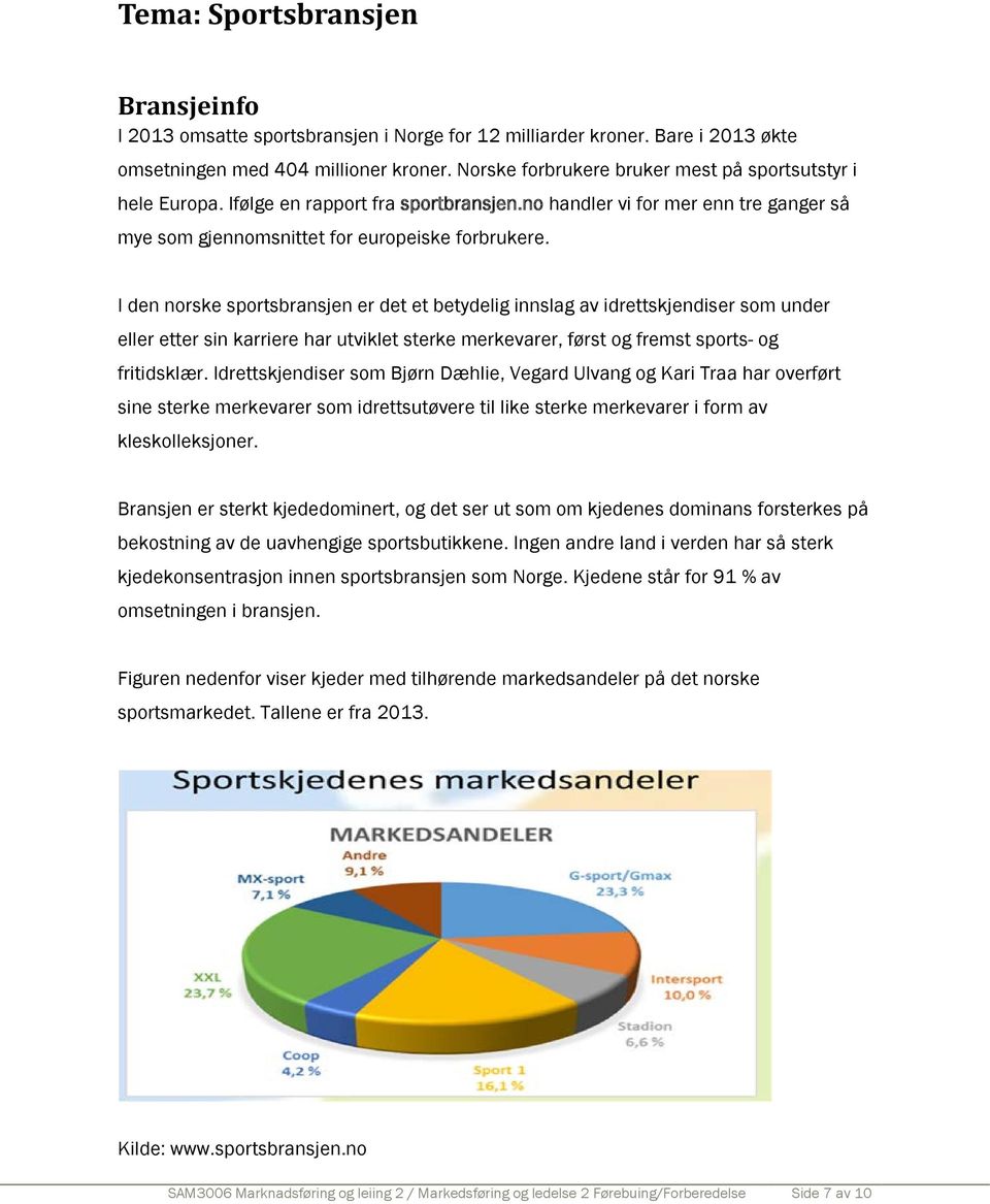 I den norske sportsbransjen er det et betydelig innslag av idrettskjendiser som under eller etter sin karriere har utviklet sterke merkevarer, først og fremst sports- og fritidsklær.