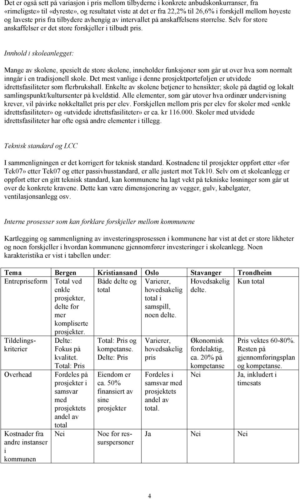 Innhold i skoleanlegget: Mange av skolene, spesielt de store skolene, inneholder funksjoner som går ut over hva som normalt inngår i en tradisjonell skole.