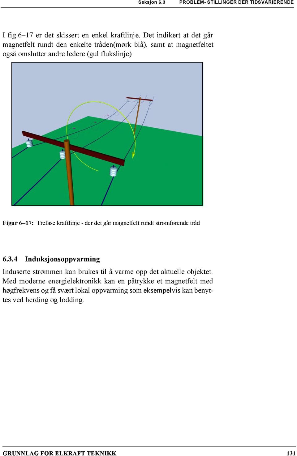 Trefase kraftlinje - der det går magnetfelt rundt strømførende tråd 6.3.