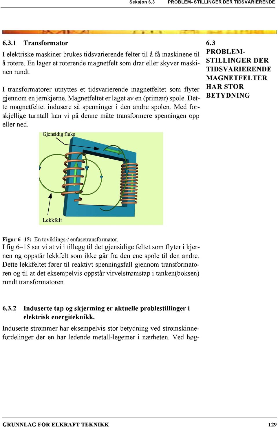 Magnetfeltet er laget av en (primær) spole. Dette magnetfeltet indusere så spenninger i den andre spolen. Med forskjellige turntall kan vi på denne måte transformere spenningen opp eller ned.