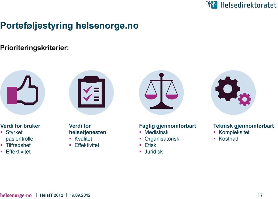 Tilfredshet Effektivitet Verdi for helsetjenesten Kvalitet Effektivitet