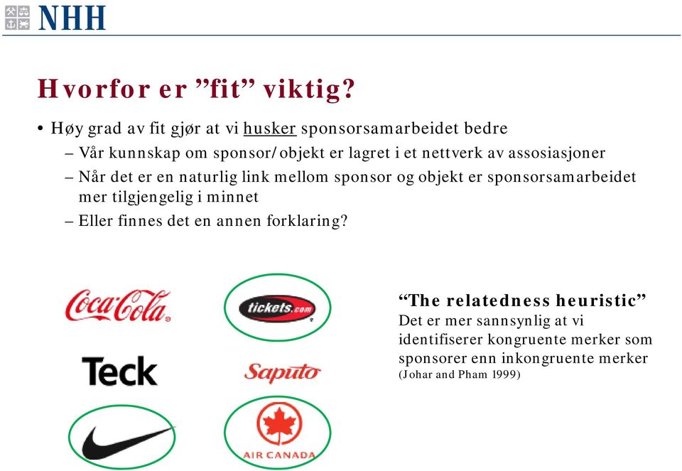 av assosiasjoner Når det er en naturlig link mellom sponsor og objekt er sponsorsamarbeidet mer tilgjengelig i