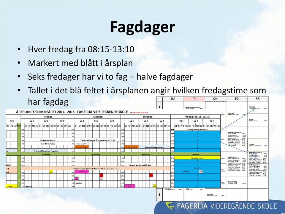 fag halve fagdager Tallet i det blå feltet i