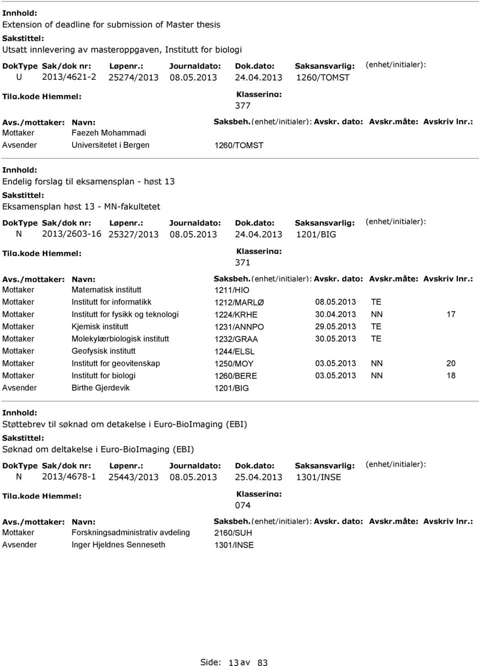 2013 1201/BG 371 Avs./mottaker: avn: Saksbeh. Avskr. dato: Avskr.måte: Avskriv lnr.