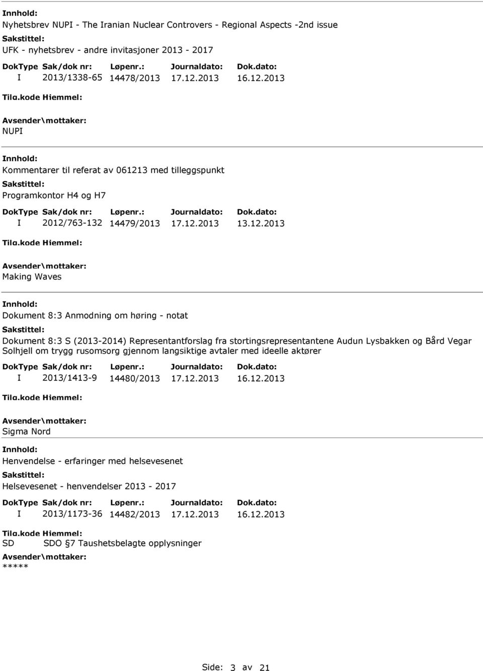 Representantforslag fra stortingsrepresentantene Audun Lysbakken og Bård Vegar Solhjell om trygg rusomsorg gjennom langsiktige avtaler med ideelle aktører 2013/1413-9