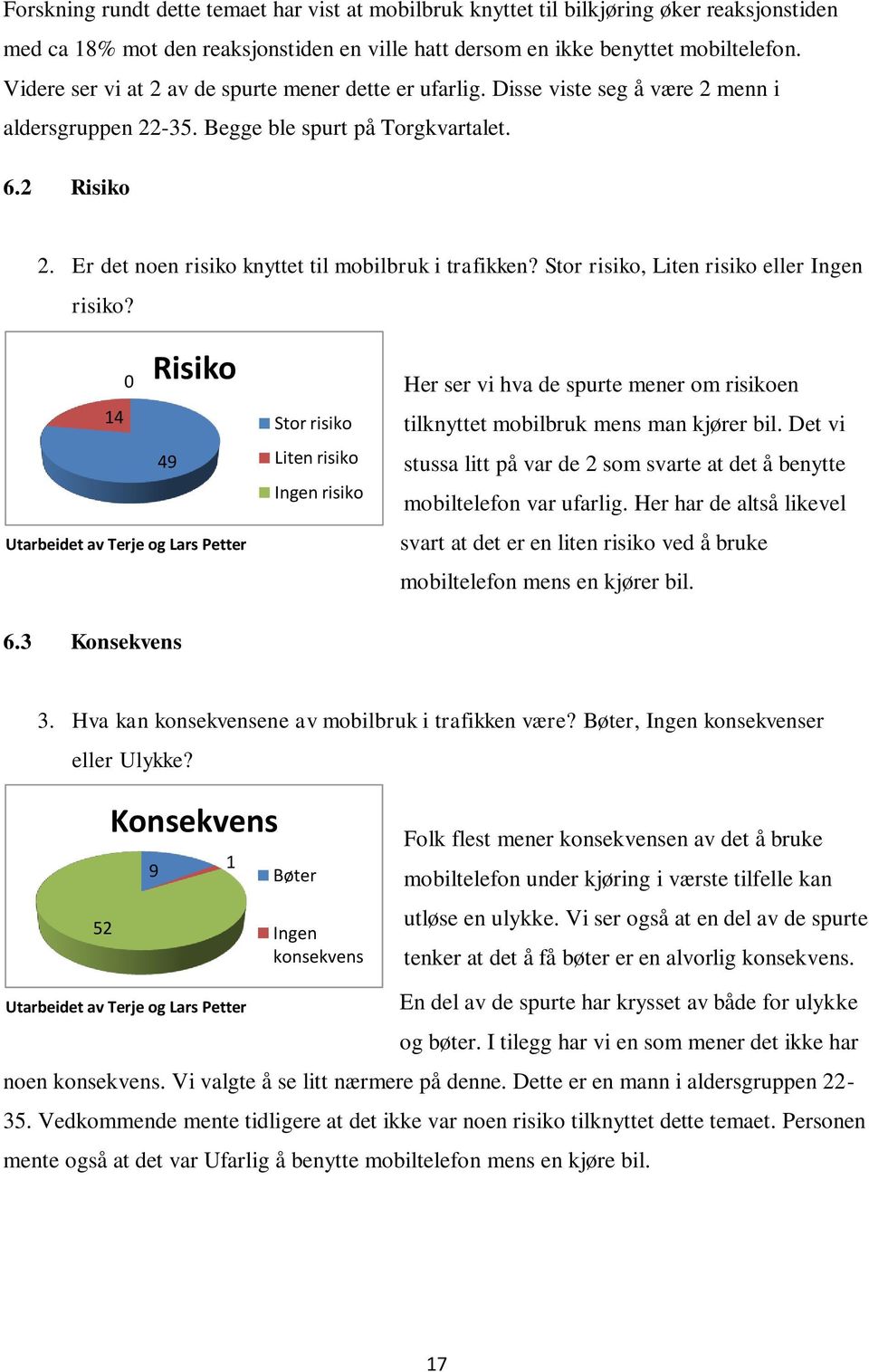 Er det noen risiko knyttet til mobilbruk i trafikken? Stor risiko, Liten risiko eller Ingen risiko?