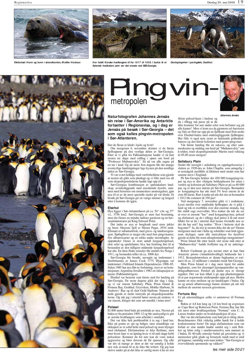 Pingvin- metropolen aturfotografen Johannes Jensås sin reise i ør-merika og ntarktis fortsetter i egionavisa, og i dag er Jensås på besøk i ør-eorgia det som også kalles pingvin-metropolen i