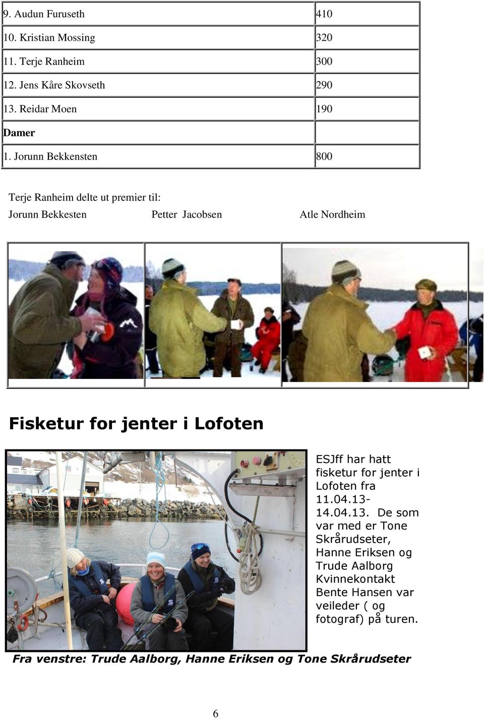 Lofoten ESJff har hatt fisketur for jenter i Lofoten fra 11.04.13-