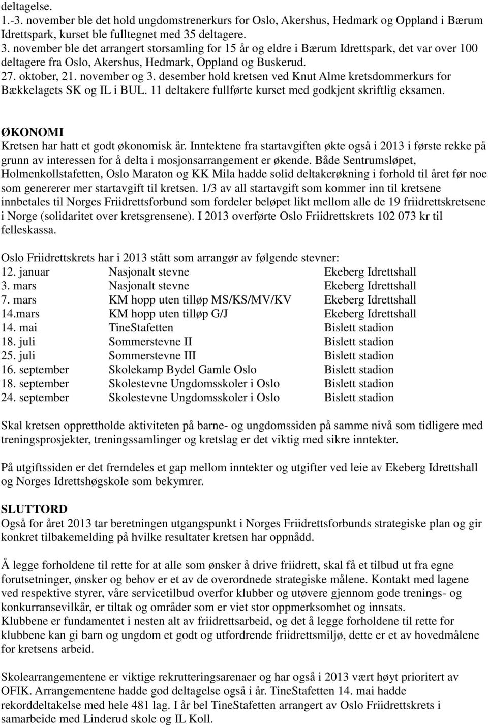 november og 3. desember hold kretsen ved Knut Alme kretsdommerkurs for Bækkelagets SK og IL i BUL. 11 deltakere fullførte kurset med godkjent skriftlig eksamen.