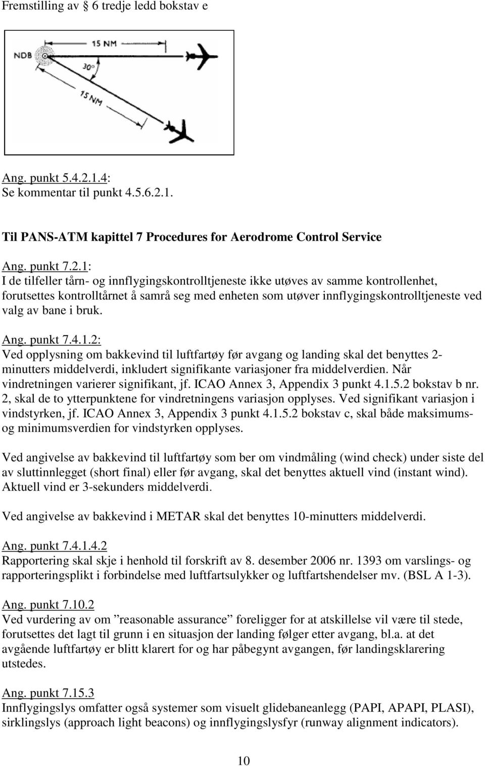 1. Til PANS-ATM kapittel 7 Procedures for Aerodrome Control Service Ang. punkt 7.2.