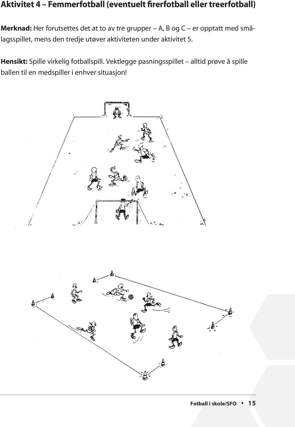 tredje utøver aktiviteten under aktivitet 5. Hensikt: Spille virkelig fotballspill.